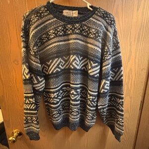Bugle Boy Navy and White Patterned Crewneck Sweater